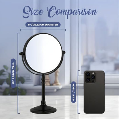 MIRRORVANA Double Sided 10X/1X Magnifying Makeup Mirror, 8" x 15" (Black) - color: Black