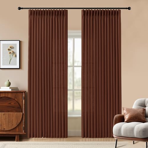 AUSSPVOCT Semi Sheer Curtains 90 Inches for Living Room - color: Chestnut Brown, size: 40"W x 90"L (Pack of 2)