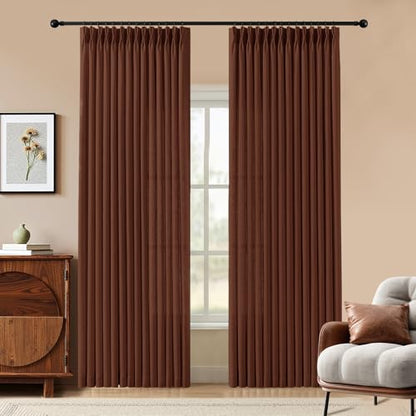 AUSSPVOCT Semi Sheer Curtains 90 Inches for Living Room - color: Chestnut Brown, size: 40"W x 90"L (Pack of 2)
