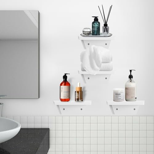 Small Wall Shelves,Speaker Shelf,Floating Shelf Trapezoid for Wifi Router - color: White, size: Set of 2