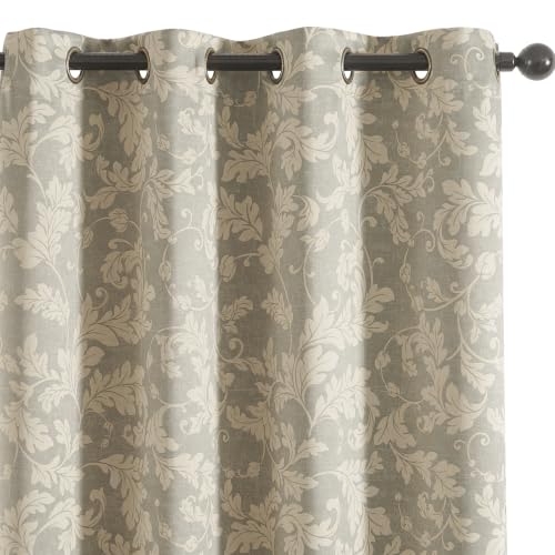 jinchan Grey Floral Curtains 84 Inch Room Darkening Grommet 2 Panels - color: Grey, size: 50"W x 84"L (Pack of 2)