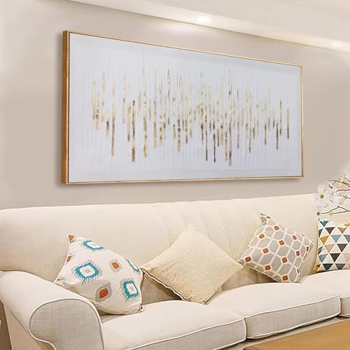 Wall Art Framed Ready To Hang Home Decor Artwork White Background Golden Decoration Golden Years Wall Art Prints Canvas Painting For Living Room Bedroom Office Decoration 24"X 48" - color: White and Gold, size: 48"L x 24"W