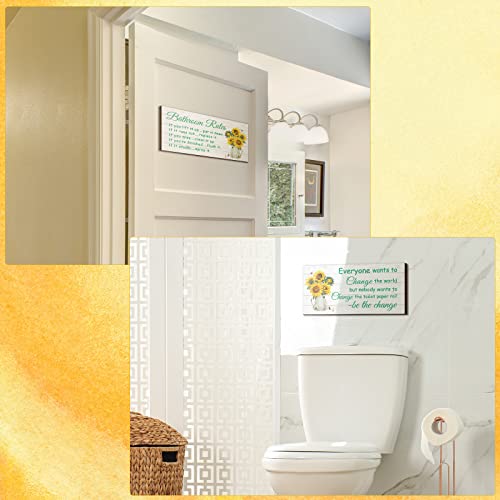 Jetec 2 Pcs Farmhouse Bathroom Decor Sunflower Bathroom Wall Decor - style: Sunflower Style