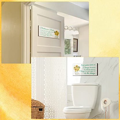 Jetec 2 Pcs Farmhouse Bathroom Decor Sunflower Bathroom Wall Decor - style: Sunflower Style