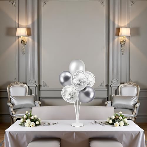 ZJDHPTY 4Set Silver Balloon Stand Table Centerpieces Party Decor - color: Silver Gray 4