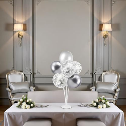 ZJDHPTY 4Set Silver Balloon Stand Table Centerpieces Party Decor - color: Silver Gray 4