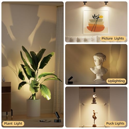 Spotlights Indoor with Remote & Touch Dimmable 3CCT, 5500mAh Battery Picture Lights Uplights Indoor with Timer, Mini Uplighting for Painting Tree Wall Gallery Hallway Lights(2 Pack) - color: 2 x Black