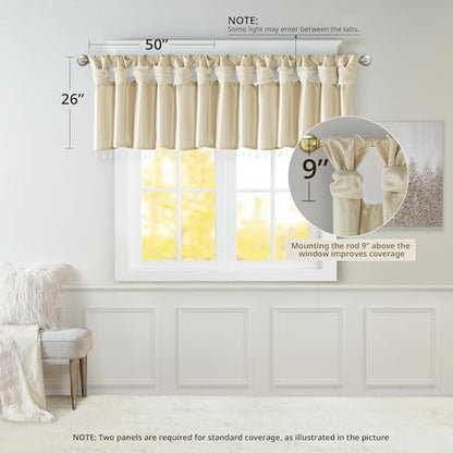 Madison Park Faux Silk Valances for Windows with Beads, 50x26 Champagne - color: Champagne, size: 50"W x 26"L (Pack of 1), style: Valance