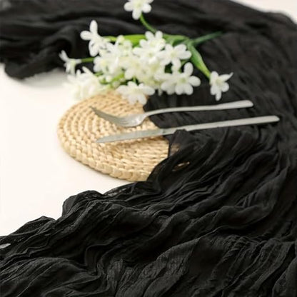 6 Pack Black Cheesecloth Table Runner 35 x 120 Inch - color: Black, size: 6 Pcs - 10 Ft