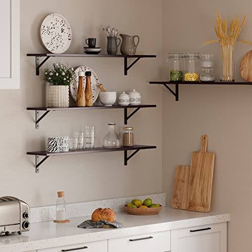DINZI LVJ Long Wall Shelves, 39.4 Inch Wall Mounted Shelves with Brackets - color: Espresso, size: 39.4 Inch
