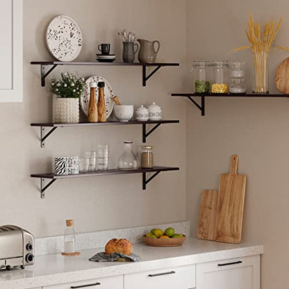 DINZI LVJ Long Wall Shelves, 39.4 Inch Wall Mounted Shelves with Brackets - color: Espresso, size: 39.4 Inch