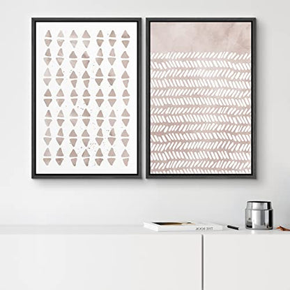 SIGNWIN Framed Canvas Print Wall Art Set Geometric Pastel Diamond Stripe Pattern Abstract Shapes Illustrations Modern Art Minimal Boho Relax/Calm for Living Room, Bedroom, Office - 16"x24"x2 Black - color: A16-2202-yui17, size: 16"x24"x2 Panels Black