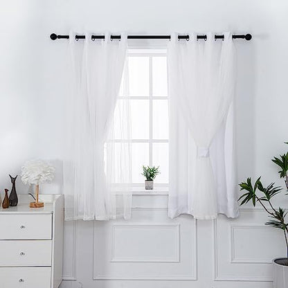 INLINAS Blackout Curtains with Sheer Overlay, Greyish White, 52x108 Inches - color: Greyish White, size: 52"W x 108"L (Pack of 2)