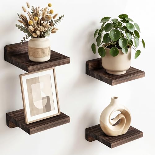 Fixwal Small Floating Shelves for Wall (Dark Carbonized, Set of 4, 5 Inch) - color: Dark Carbonized Black, size: 5 inches