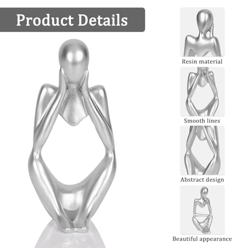Sandstone Resin Thinker Statue Style Abstract Sculpture, Silver, Focus - color: Small Silver, size: Focus 1pc