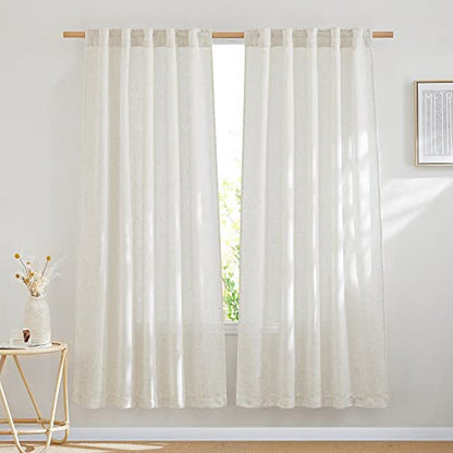 NICETOWN Natural Linen Curtains 70 Inches Length, 2 Panels, W37 x L70 - color: Linen, size: 37"W x 70"L (Pack of 2)