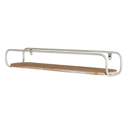 47th & Main Rustic Farmhouse Metal and Wood Wall Shelf, 23.6" Long, White/Natural