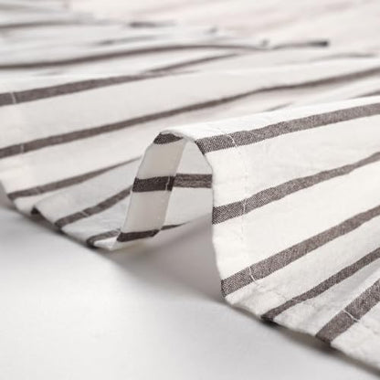 DOSLY IDÉES Farmhouse Linen and Cotton Curtain, Brown Striped,26" W x 24" L - color: Linen & Brown Striped, size: 26"W x 24"L (Pack of 2)