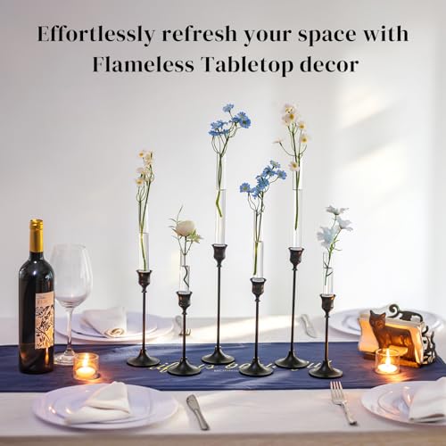 Glasseam Glass Bud Vases for Candle Holder, 6 Pcs Single Stem Flower Vases - size: 3.9"+5.9“+7.8" Tall