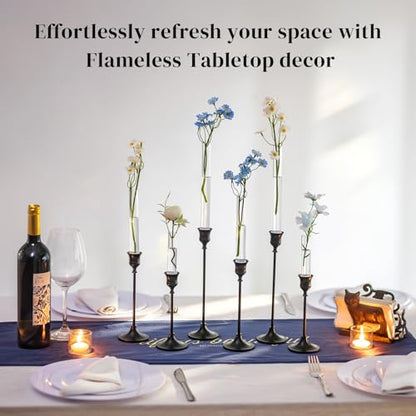 Glasseam Glass Bud Vases for Candle Holder, 6 Pcs Single Stem Flower Vases - size: 3.9"+5.9“+7.8" Tall