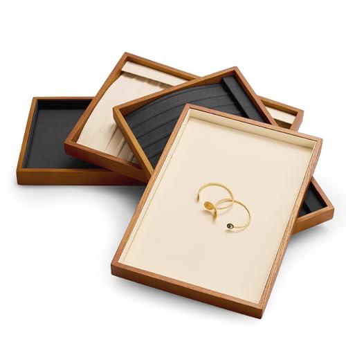 Oirlv Solid Wood Jewelry Tray Ring Earring Display Showcase Jewelry Organizer - color: Grey ring tray