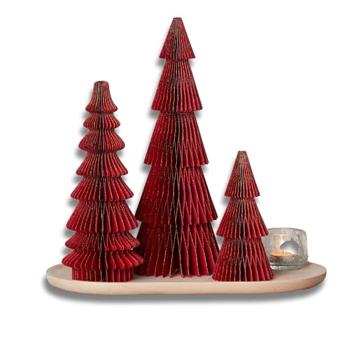 Your Heart's Content Set of 3 Red Honeycomb Paper Trees (Medium Set 3 Red) - color: Medium Set 3 Red