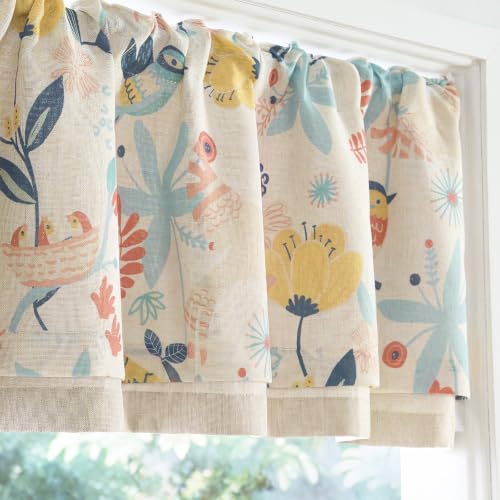 jinchan Floral Linen Window Valance Curtain, 50x18, 1 Panel, Blue - color: Averie | Dusty Blue, size: 50"W x 18"L (Pack of 1)