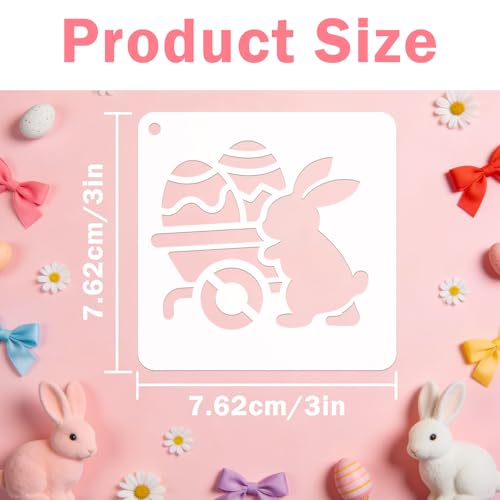 72 PCS 3x3 Inch Easter Stencils for Painting - Reusable Easter Templates Chicks Eggs Bunny Farm Spring Painting Templates on Wood, Glass, Fabric, Window Door Decor DIY Decoration - style: 72PCS Easter