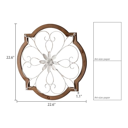 Sintosin Vintage Wrought Iron Wall Decor 22", Distressed White