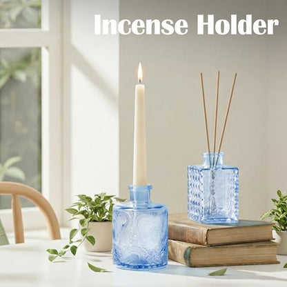 Glass Bud Vases in Bulk Small Mini Blue Vase for Flowers 17pc - color: Blue