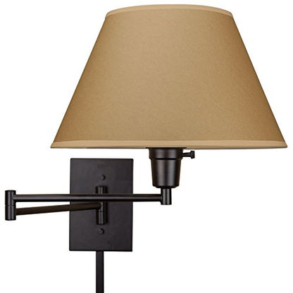 Kira Home Cambridge 15" Modern Swing Arm Wall Sconce with 3-Way Switch - color: Black,Beige Paper Shade