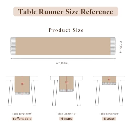 Boho Macrame Table Runner with Tassels 72in White Farmhouse Runner - color: White, size: 12'' x 72''