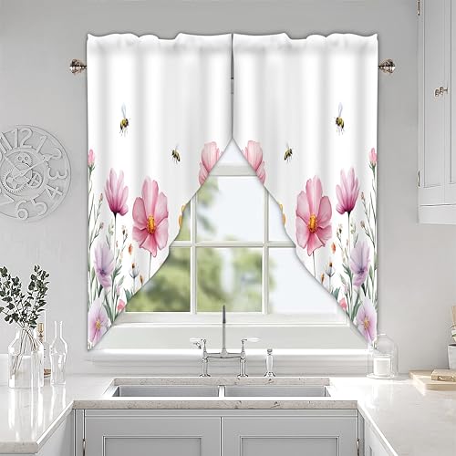 Spring Wildflowers Swag Valances for Windows 1 Pair, 28x36 in - color: Floral, size: 28"W x 36"L (Pack of 2)