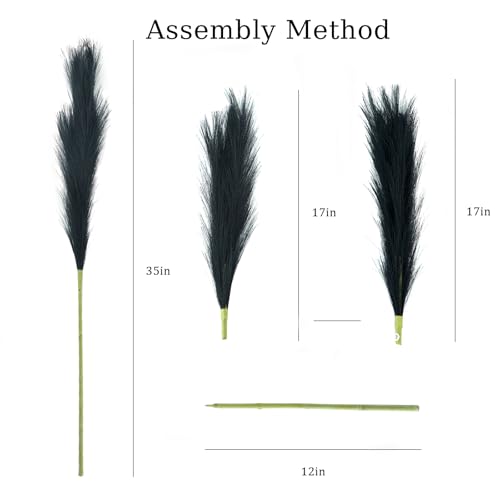 Faux Pampas Grass, 8 Pcs 35.4" Tall Pampas Grass Vase Filler, Mixed Color - color: Black, Grey, Silver, size: 35.4inch-8Pcs