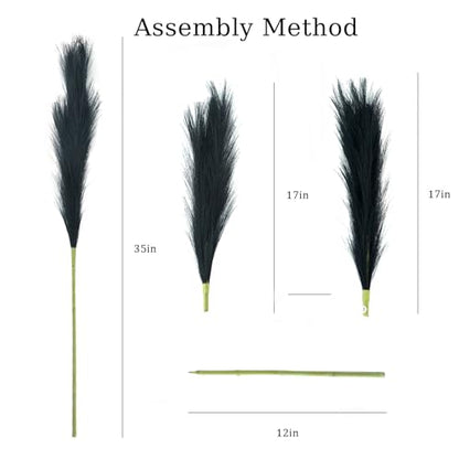Faux Pampas Grass, 8 Pcs 35.4" Tall Pampas Grass Vase Filler, Mixed Color - color: Black, Grey, Silver, size: 35.4inch-8Pcs