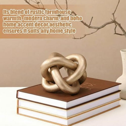 Yalikop 3 Link Wood Knot Decor Rustic Table Shelf Accents, Champagne - color: Champagne