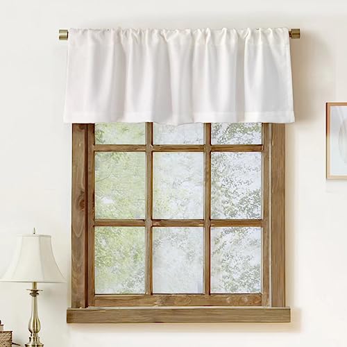 Oindec Faux Linen Farmhouse Kitchen Valance for Windows, 54x15 inch, White - color: White, size: 54"W x 15"L (Pack of 1)