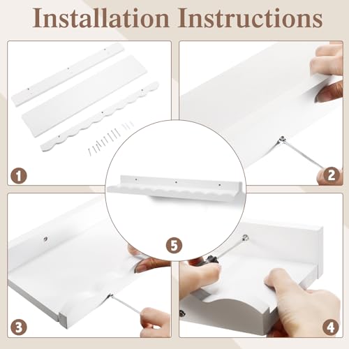 Suzile 2 Pcs Scalloped Floating Wall Shelves,23",White - color: White, size: 23"