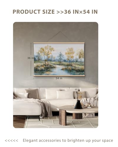 VIYYIEA Extra Large Canvas Wall Art - Watercolor River Landscape, 36x54 - color: Watercolor Marshland