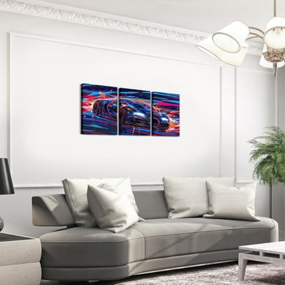 Feelyou Race Car Wall Art 12" x 16" x 3 - color: Grey Violet