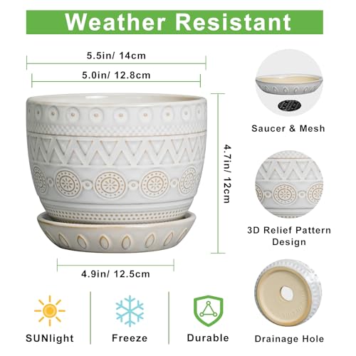 G EPGardening Ceramic Planters for Indoor Plants, 5 Inch Plant Pot, White - color: Triangle White