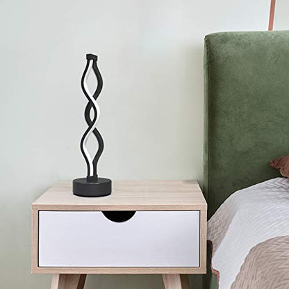 NUÜR Black Infinity Spiral LED Table Lamp, Dimmable Bedside Lamp - color: Black