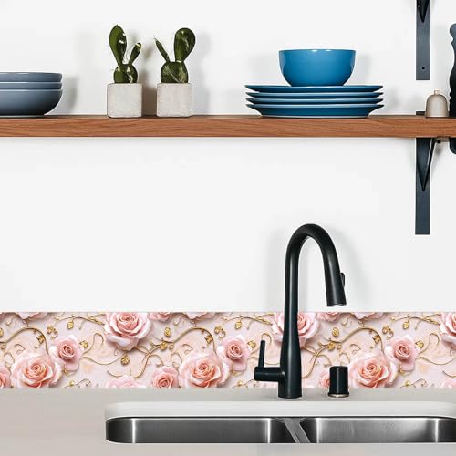 IVN Wallpaper Border Peel and Stick Wall Romantic Pink Rose 4x196 Inch - color: Romantic Pink Rose