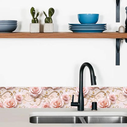 IVN Wallpaper Border Peel and Stick Wall Romantic Pink Rose 4x196 Inch - color: Romantic Pink Rose