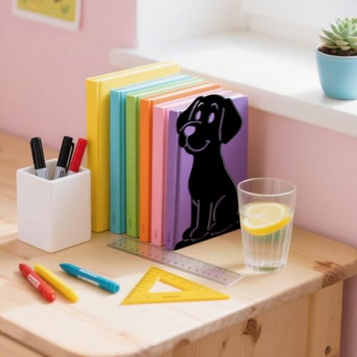 Peacoblue 5.3"x4.3"x7.9" Metal Bookends, Heavy Duty Book Ends for Shelves - style: Cartoon Dog