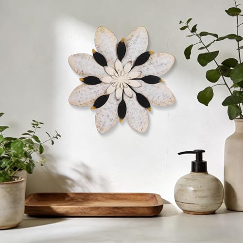 Newinhome Flower Wall Decor Metal Art - color: Gray-white flower