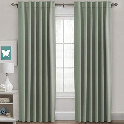 H.VERSAILTEX Blackout Curtains Thermal Insulated Window Treatment Panels Room Darkening Blackout Drapes for Living Room Back Tab/Rod Pocket Bedroom Draperies, 52 x 84 Inch, Light Sage, 2 Panels - color: Light Sage, size: 52"W x 84"L (Pack of 2)