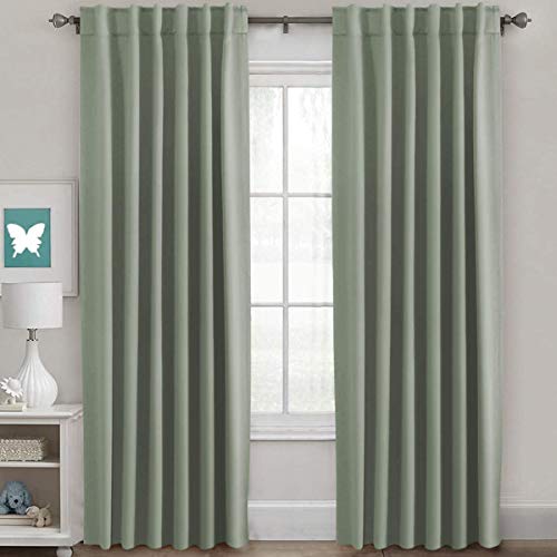 H.VERSAILTEX Blackout Curtains Thermal Insulated Window Treatment Panels Room Darkening Blackout Drapes for Living Room Back Tab/Rod Pocket Bedroom Draperies, 52 x 84 Inch, Light Sage, 2 Panels - color: Light Sage, size: 52"W x 84"L (Pack of 2)