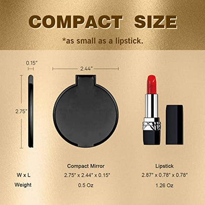 Qislee 12 Pack Compact Mirrors Bulk for Party Favors Purse Travel, Black - color: 12 Pcs-black