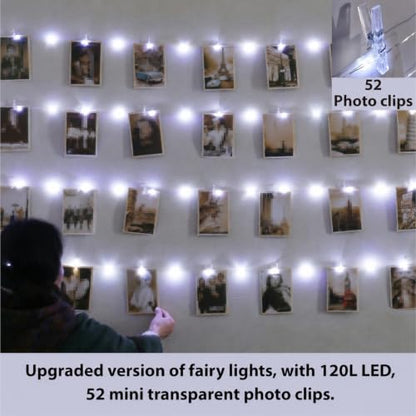 HXWEIYE 120LEDs Photo Clips String Light, 40Ft USB, Remote, 8 Modes & Timer - color: White, size: 40 Feet, 120 LEDs, USB Powered, 8 Modes